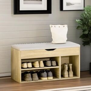 Borough Wharf Shoe Storage Bench Oak With Seat Chest Hallway Furniture brown/gray 43.0 H x 80.0 W x 30.0 D cm