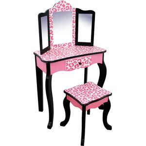 Teamson Kids - Fashion Prints Kids Dressing Table Set with Mirror pink/black 97.79 H x 29.21 W x 59.69 D cm