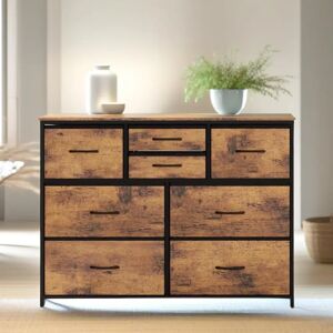 FURNOLD Rustic Industrial 8 Drawer 100Cm W Dresser, Chest of Drawers, Bedroom Furniture brown 76.0 H x 100.0 W x 30.0 D cm