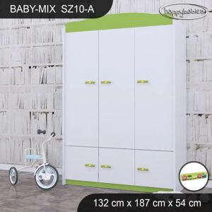 Happy Babies Baby 3 Door Wardrobe green/white 187.0 H x 132.0 W x 54.0 D cm