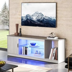 17 Stories Nabria Media Console, LED TV Stand for 65 Inch TV, Gaming Entertainment Center with Glass Shelf white 52.0 H x 148.0 W x 35.0 D cm