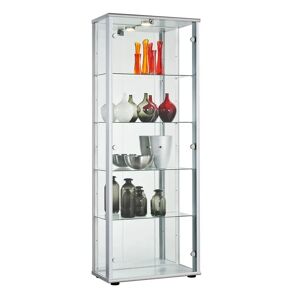 Ebern Designs Rachel Standard Curio Cabinet with Lighting gray 172.0 H x 58.0 W x 33.0 D cm