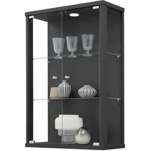 Ebern Designs Francetta Wall Mounted Curio Cabinet with Lighting black 82.0 H x 56.0 W x 25.2 D cm