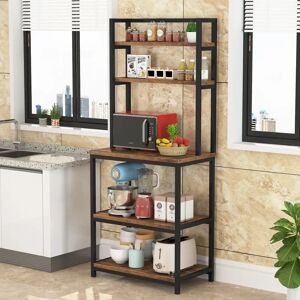 Borough Wharf Bodden 70cm Iron Standard Baker's Rack with Microwave Compatibility Wooden Shelves 164.5 H x 70.0 W x 40.0 D cm