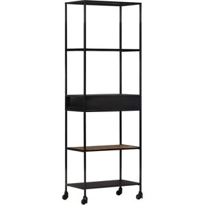 Borough Wharf Book Cabinet Rough Mango Wood & Iron black 180.0 H x 60.0 W x 35.0 D cm