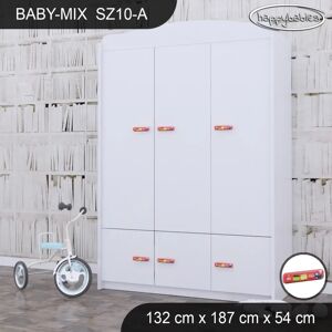 Happy Babies Baby 3 Door Wardrobe red/white 187.0 H x 132.0 W x 54.0 D cm