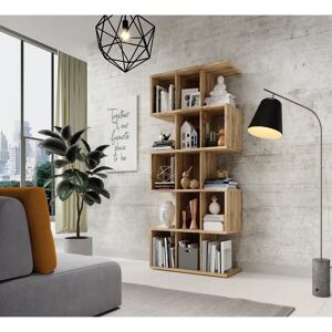 Brayden Studio Alekzander 210.5cm H x 90cm W Geometric Bookcase brown 210.5 H x 90.0 W x 40.0 D cm