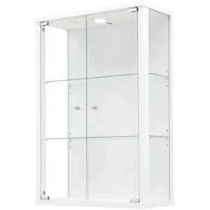 Ebern Designs Francetta Wall Mounted Curio Cabinet with Lighting white 82.0 H x 56.0 W x 25.2 D cm