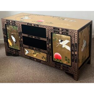 Rosalind Wheeler Delaryd Gold Leaf Hand Painted TV Cabinet Media Stand for TVs up to 55