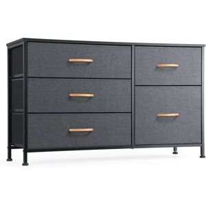 Ebern Designs Leahla 5 Drawer 100cm W Steel Double Dresser black 60.0 H x 100.0 W x 30.0 D cm