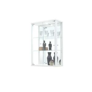 Ebern Designs Eterniti Wall Mounted Curio Cabinet with Lighting white 82.0 H x 56.0 W x 25.2 D cm