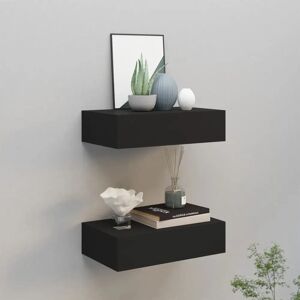 Ebern Designs Azarie 2 Piece Floating Shelf with Drawer black 10.0 H x 40.0 W x 23.5 D cm