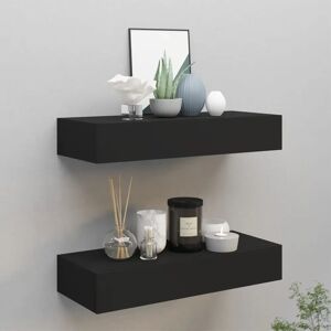 Ebern Designs Azarie 2 Piece Floating Shelf with Drawer black 10.0 H x 60.0 W x 23.5 D cm