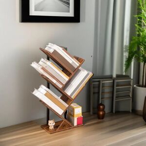 Borough Wharf Moshier Wooden Bookcase Tree Shape Bookshelf Freestanding Living Room Home Furniture Rustic Industrial brown 71.0 H x 34.0 W x 20.0 D cm