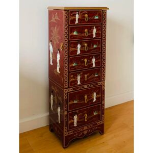 Bloomsbury Market Metivier Hand Painted Jewellery Armoire Cabinet with Mirror brown 92.7 H x 38.1 W x 25.5 D cm