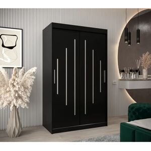 Latitude Run Abian 2 Door Sliding Wardrobe white/black 200.0 H x 120.0 W x 62.0 D cm