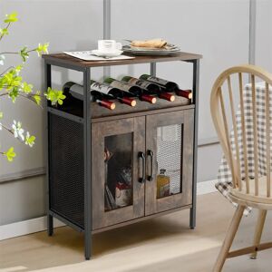 Rio Wine Bar Cabinet, Drinks Storage Sideboard With Glass Holder And Removable Bottle Shelf, Freestanding Organizer Cupboard Unit For Home Kitchen black/brown 79.0 H x 60.0 W x 34.0 D cm