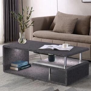 Wade Logan Aghnadarragh Floor Shelf Coffee Table with Storage gray 40.0 H x 110.0 W x 55.0 D cm