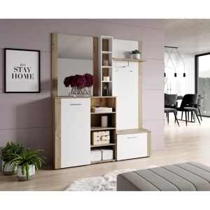 Brayden Studio Rori Hall Tree with Bench and Shoe Storage white 190.0 H x 150.0 W x 32.0 D cm