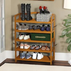 Borough Wharf 24 Pair Wooden Bamboo Shoe Storage Rack Hallway Furniture brown 82.0 H x 64.0 W x 26.0 D cm