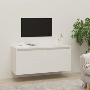 Brayden Studio Alexzandra Pine Solid Wood Accent Shelf white/black 35cm H x 80cm W x 30cm D