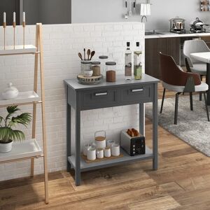 Marlow Home Co. Modern Console Table 2 Drawer W/shelf Dressing Table Hallway Hall Desk Furniture gray 82.0 H x 80.0 W x 35.0 D cm