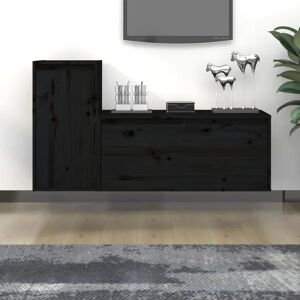 Ebern Designs Glicerio Solid Wood Entertainment Unit black