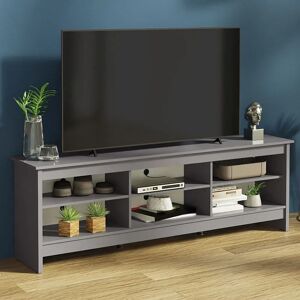 MADESA TV Stand with 6 Shelves and Cable Management for TVs up to 75 inches - 60 H x 36 D x 180 L cm gray 60.0 H x 180.0 W x 36.0 D cm