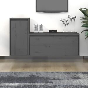 Ebern Designs Glicerio Solid Wood Entertainment Unit gray