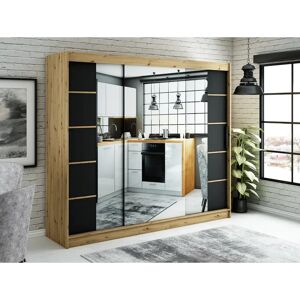 Brayden Studio Anabiya Wardrobe black/brown 200.0 H x 250.0 W x 62.0 D cm