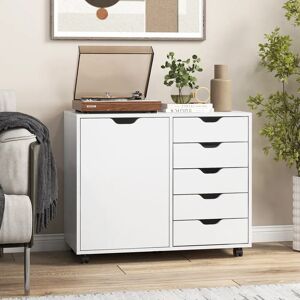 17 Stories Myquisha 5 Drawer 79Cm W Chest of Drawers brown/white 65.0 H x 79.0 W x 39.0 D cm