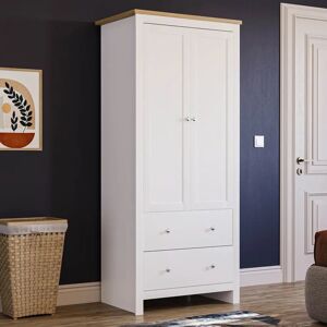 Fernleaf Morley 2 Door 2 Drawer Wardrobe With Hanging Clothes Rail Bedroom Furniture white 180.0 H x 79.0 W x 52.0 D cm