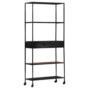 Borough Wharf Book Cabinet Rough Mango Wood & Iron black 180.0 H x 80.0 W x 35.0 D cm