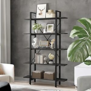 Latitude Run Addylynn 5 Tier Freestanding Storage Shelf Bookcase With Metal Frame Multipurpose Home Furniture black 122.0 H x 178.0 W x 120.0 D cm