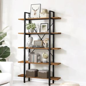 Latitude Run Addylynn 5 Tier Freestanding Storage Shelf Bookcase With Metal Frame Multipurpose Home Furniture brown 122.0 H x 178.0 W x 120.0 D cm