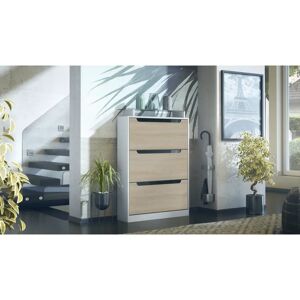 Corrigan Studio Aceto 24 Pair Shoe Storage Cabinet white/black/brown 128.0 H x 89.0 W x 23.0 D cm
