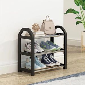 Rebrilliant Shoe Rack Small, Shoe Rack 3 Tier, Mini Shoe Rack, Footware Storage, Quick Assembly No Tools Required, Narrow Shoe Shelf Organizer For Closet Entryway black 44.0 H x 24.0 W x 4.0 D cm