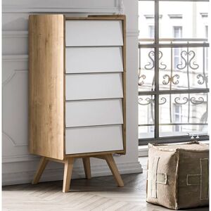 Mack + Milo Antoine 5 Drawer Chest white/brown 128.0 H x 51.0 W x 41.0 D cm