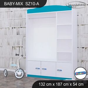 Happy Babies Baby 3 Door Wardrobe white/blue 187.0 H x 132.0 W x 54.0 D cm