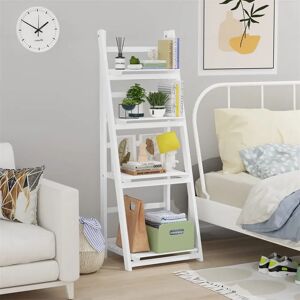 Levi Beer Plant Stand, 4 Tier Wooden Ladder Shelf Foldable Display Flower Plant Stands, Free Installation Plant Stands Indoor Corner Storage Shelves Bookshelf F brown/white 112.0 H x 41.0 W x 33.0 D cm