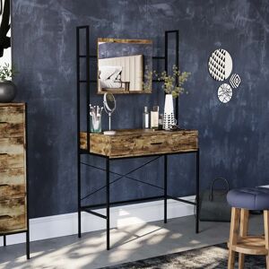 Borough Wharf Oscar Industrial Dressing Table with Mirror, Modern Bedroom Furniture black 150.0 H x 83.0 W x 40.0 D cm