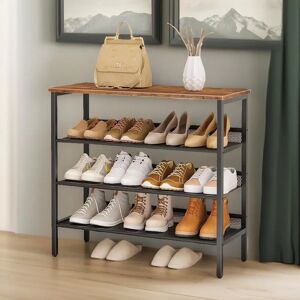 Borough Wharf 15 Pair Shoe Rack 4 Tier Industrial Rustic Brown Shoe Storage Furniture brown 69.0 H x 75.0 W x 30.0 D cm