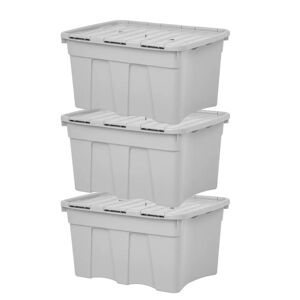 WFX Utility Wham 54L Plastic Croc Storage Box & Lid Upcycle Soft Grey gray 31.0 H x 60.0 W x 43.5 D cm