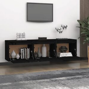 Ebern Designs Galarraga Solid Wood TV Stand black