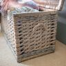 Arthur Cameron Extra Large Light Grey Wicker Storage Trunk Double Weave Basket with Lid 50.0 H x 82.0 W x 46.0 D cm