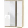 Ebern Designs Emrynn Contrast 2 Door Wardrobe white/brown 182.5 H x 111.0 W x 53.0 D cm