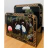 World Menagerie Cliffo Magazine Rack Hand Painted Cranes Artistry black/brown 35.5 H x 38.0 W x 12.7 D cm