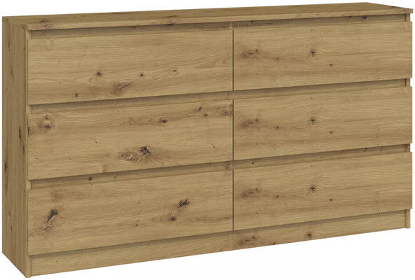 Latitude Run Solid Wood 6 Drawer Dressers – Modern Chest of Drawers for Bedroom Storage – (138cm W x 75cm H x 40cm D) Artisan 75cm H X 138cm W X 40cm D
