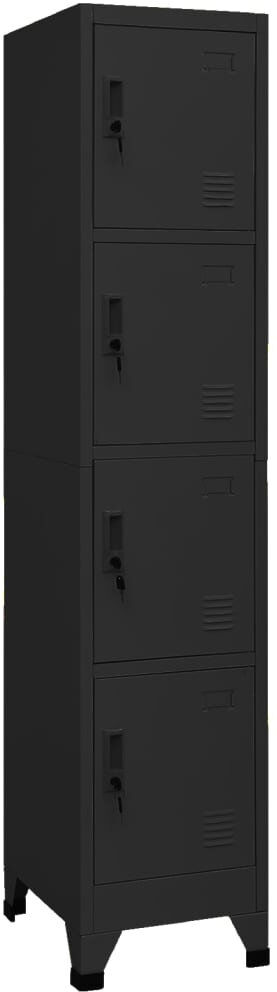 Rebrilliant Voyles 4 - Tier 4 - Section 38Cm Wide 180Cm High Metal Employee Locker Black 180cm H X 38cm W X 45cm D