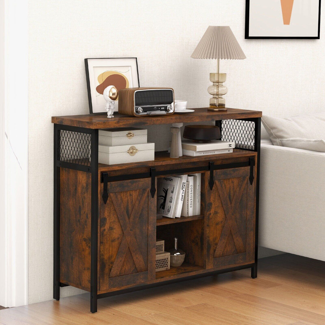 Borough Wharf Buffet Cabinet Farmhouse Coffee Bar Cabinet Kitchen Storage Sideboard Brown 80cm H X 100cm W X 13cm D